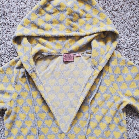 Juicy Couture Gray Yellow Heart Terry Tunic Sun Dress Coverup Size L - Picture 4 of 7